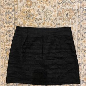 Black Linen Miniskirt